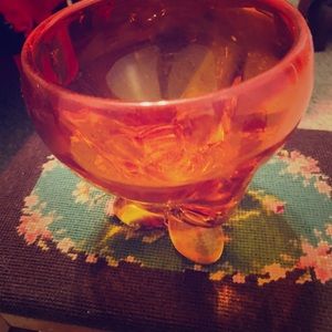 Vintage Viking Glass Pedestal Dish Orange